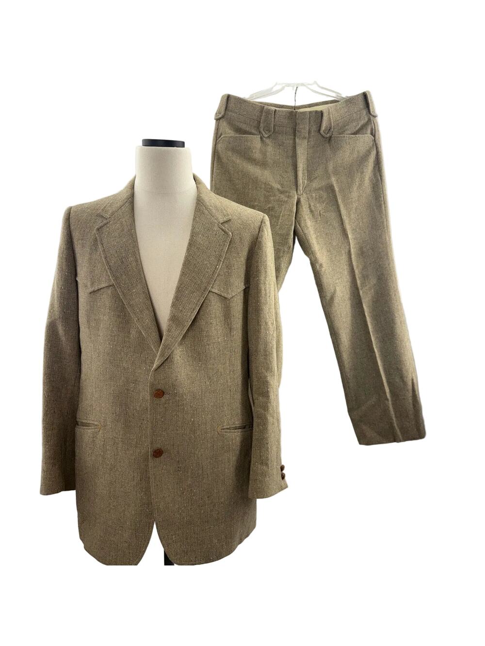 Men's 70s Pendleton Wool Tweed Western Suit 46 Chest" 36" Waist